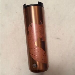 Starbucks Copper Mermaid Travel Tumbler with Black Lid